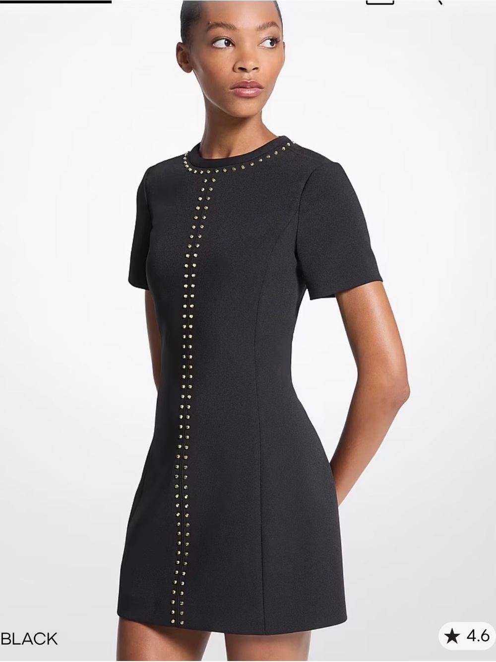 Michael Kors Collection Black Mini Dress with Gold Stud Trim